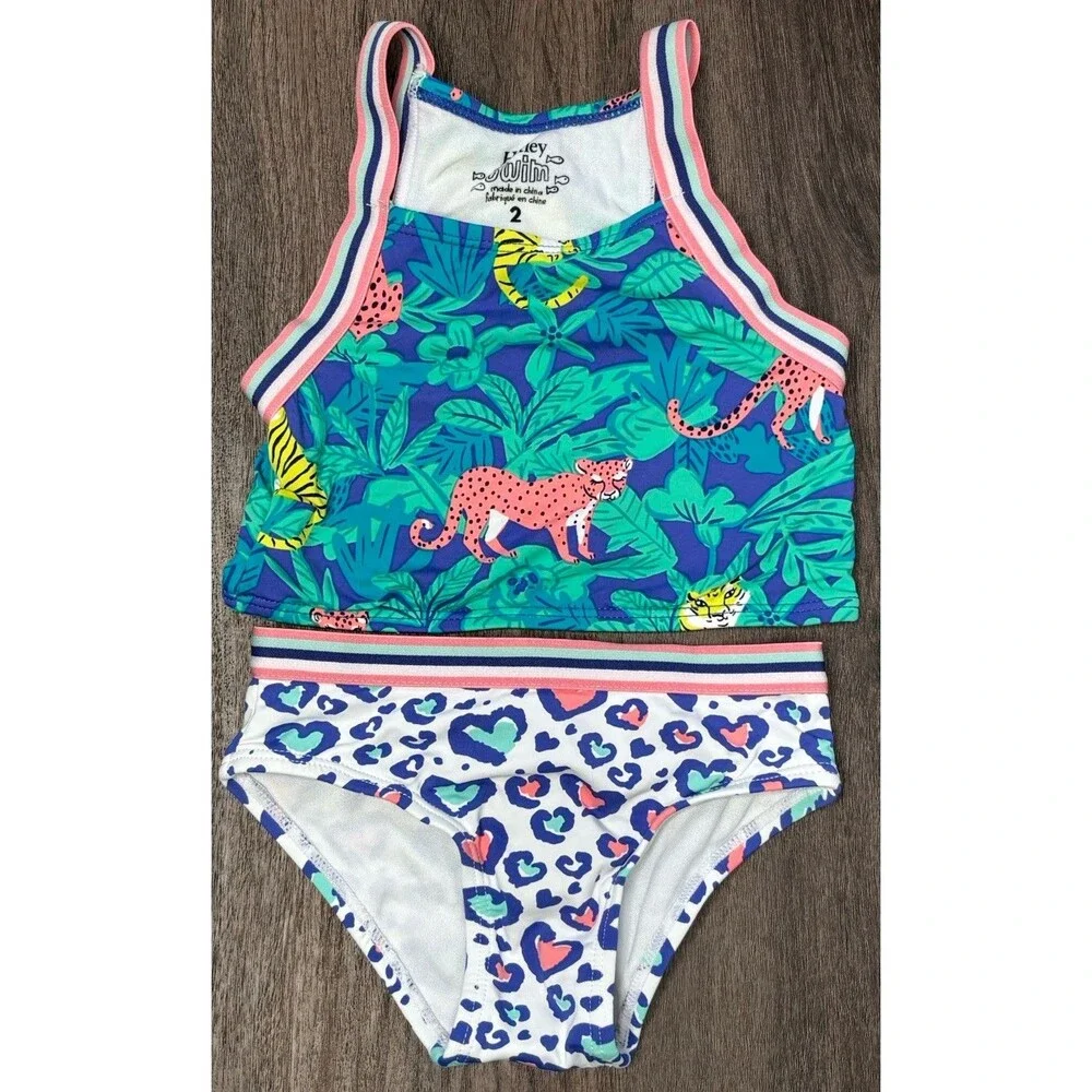 Hatley Swim Girls 2 Bikini Safari Animal Print Tropical